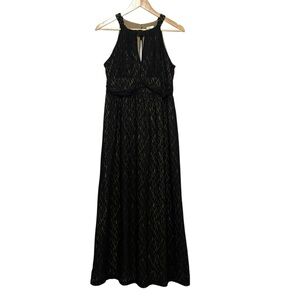 Women's 8 Black Halter Lace Maxi Cocktail Wedding Guest Party Elegant Gown Dress